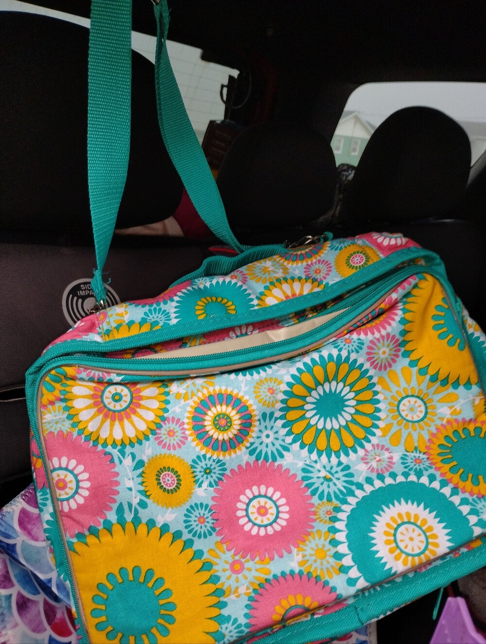 Floral Pattern Teal Multi-Color Women's Shoulder Diaper Bag